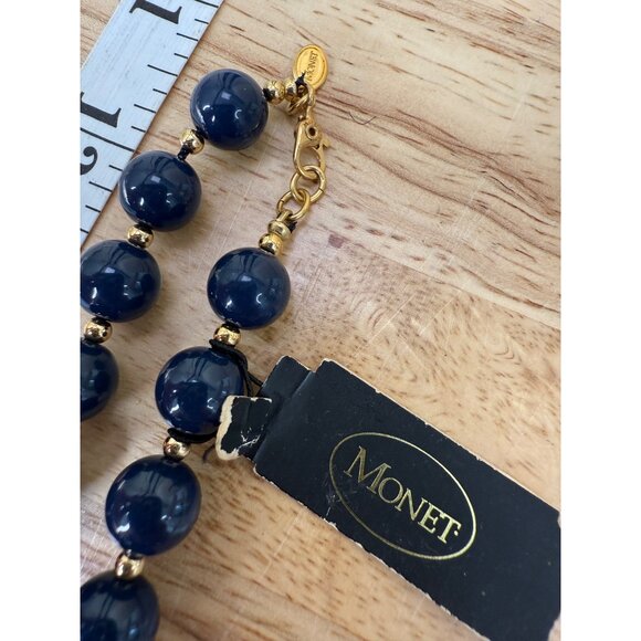 Monet Vintage Black Beaded Necklace With Gold-Tone Accents - Picture 7 of 9